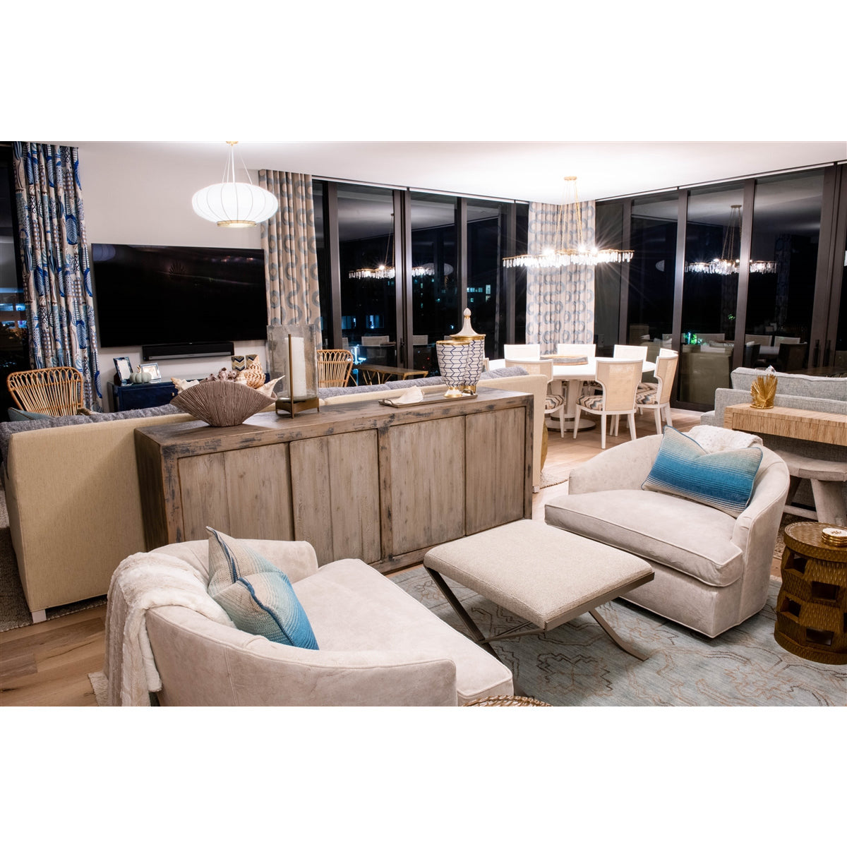 aqua wool area rug rectangle cream fringe edge