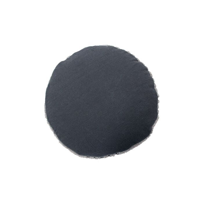 round pouf cotton canvas geometric charcoal