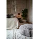round pouf cotton canvas geometric charcoal