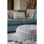 round pouf cotton canvas geometric charcoal