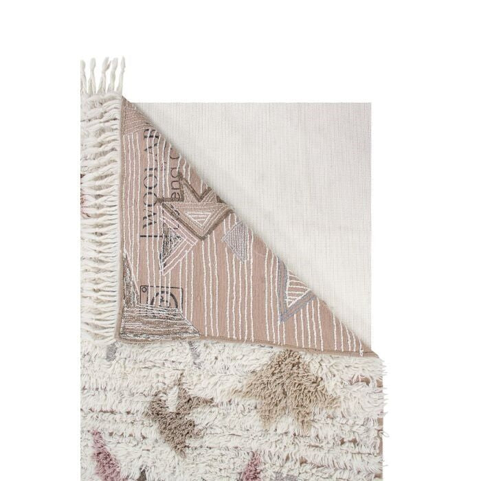 tribal pattern rectangle wool pink smoke blue rug