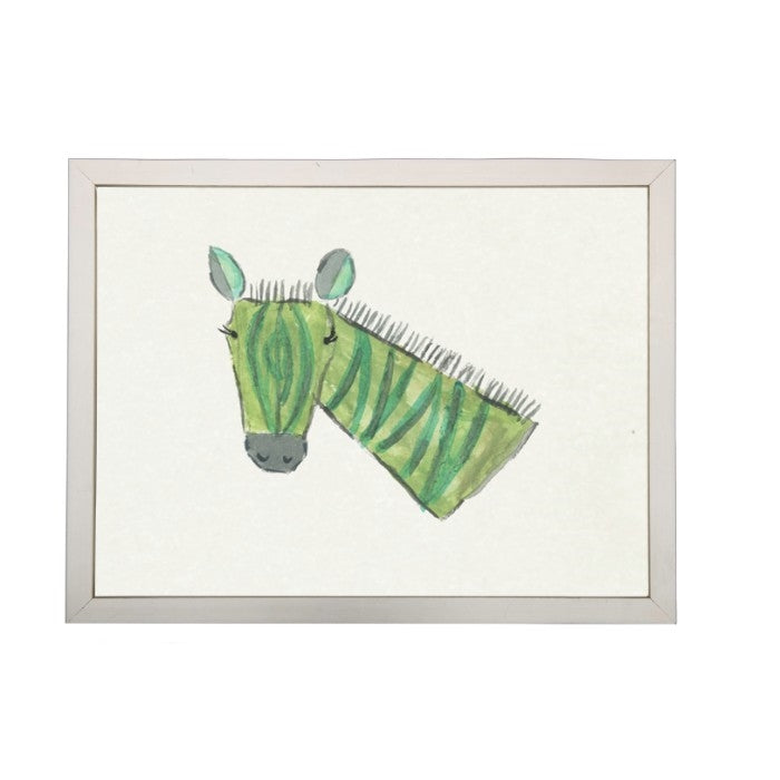 Zebra Children's Art - USA-Made Green Zebra Watercolor Art | BSEID