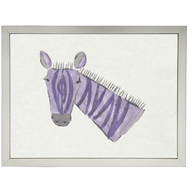 Zebra Children's Art - USA-Made Purple Zebra Watercolor Art | BSEID