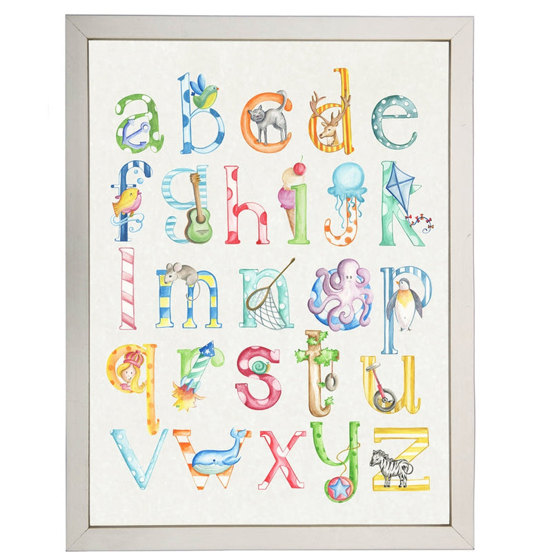 rectangle watercolor art print abc's colorful