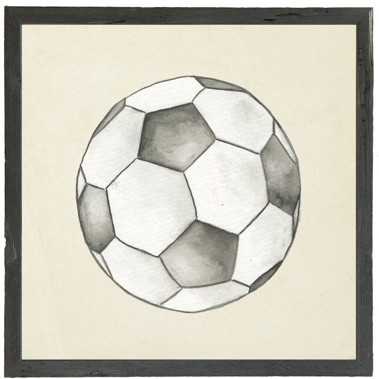 square watercolor art print soccer ball