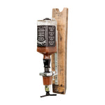 barrel head round wood rustic whiskey dispenser