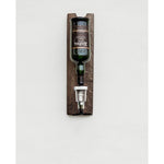 barrel head round wood rustic whiskey dispenser