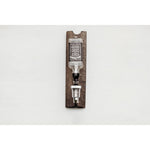 barrel head round wood rustic whiskey dispenser
