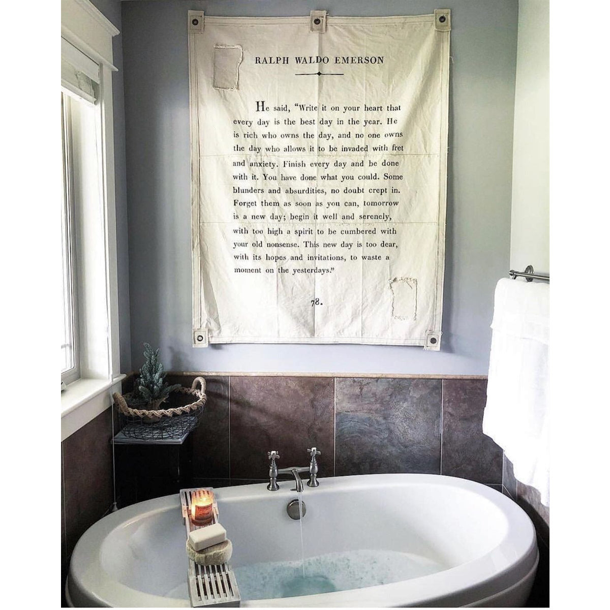 Ralph Waldo Emerson passage wall art canvas tarp off white inspirational encouragement