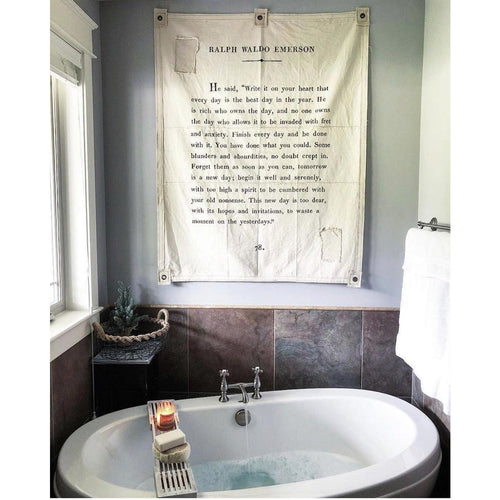Ralph Waldo Emerson passage wall art canvas tarp off white inspirational encouragement