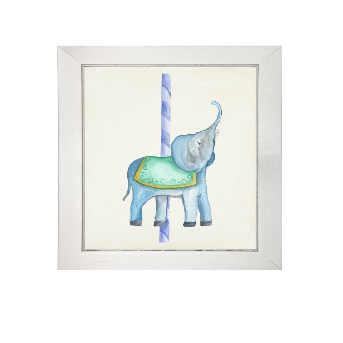 Wall art watercolor carousel merry-go-round elephant ride pole Antique Curiosities