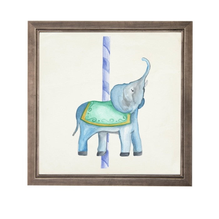 Wall art watercolor carousel merry-go-round elephant ride pole Antique Curiosities