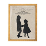 children's art silhouette two girls black border archival paper E.B. White Charlotte's Web