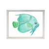 wall art children's watercolor spa aqua green fish silver frame