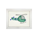 wall art watercolor green helicopter whirlybird Antique Curiosities