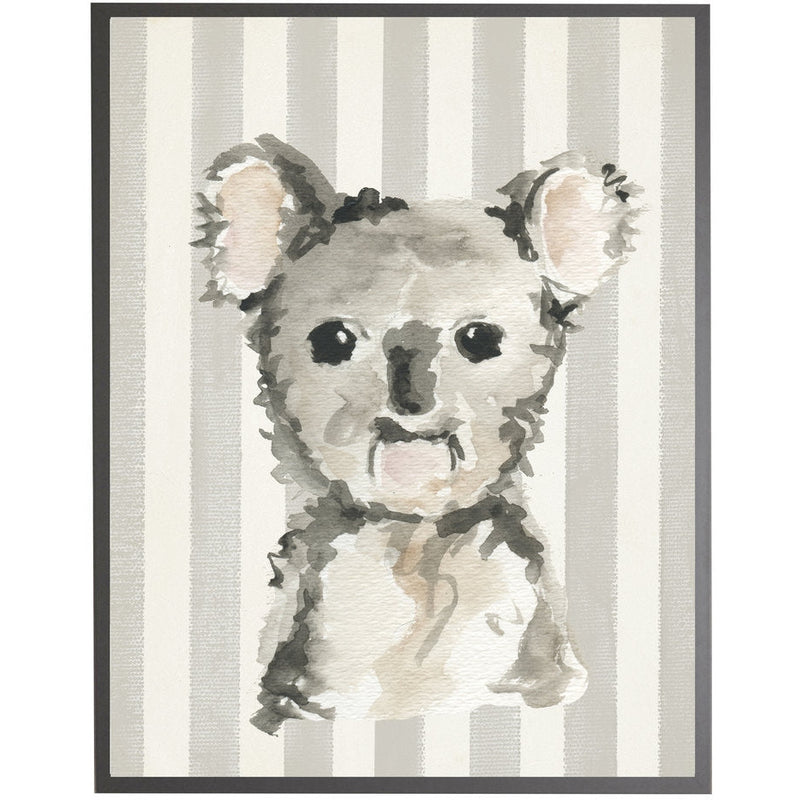 rectangle art print watercolor baby koala bear grey wood frame stripes