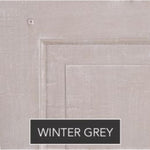 The "WINTER GREY" light grey cabinet door pairs well with Phillips Scott Regent Queen Caned Headboard finishes.