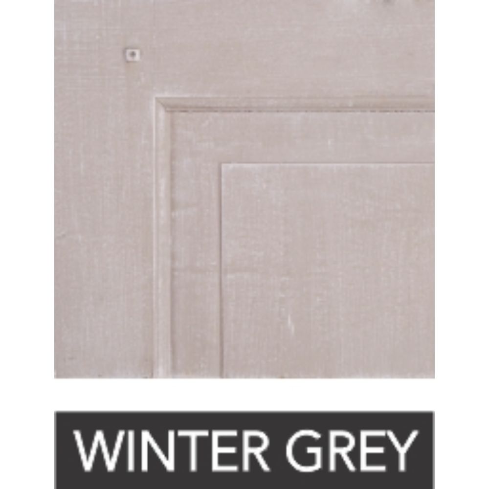 Close-up of a textured, light grey surface with raised panels, perfect for the Phillips Scott Andrews 3-Drawer Chest. "Winter Grey.