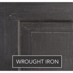 Close-up of Phillips Scott Allure Server Sideboard in "Wrought Iron" finish with hidden storage.