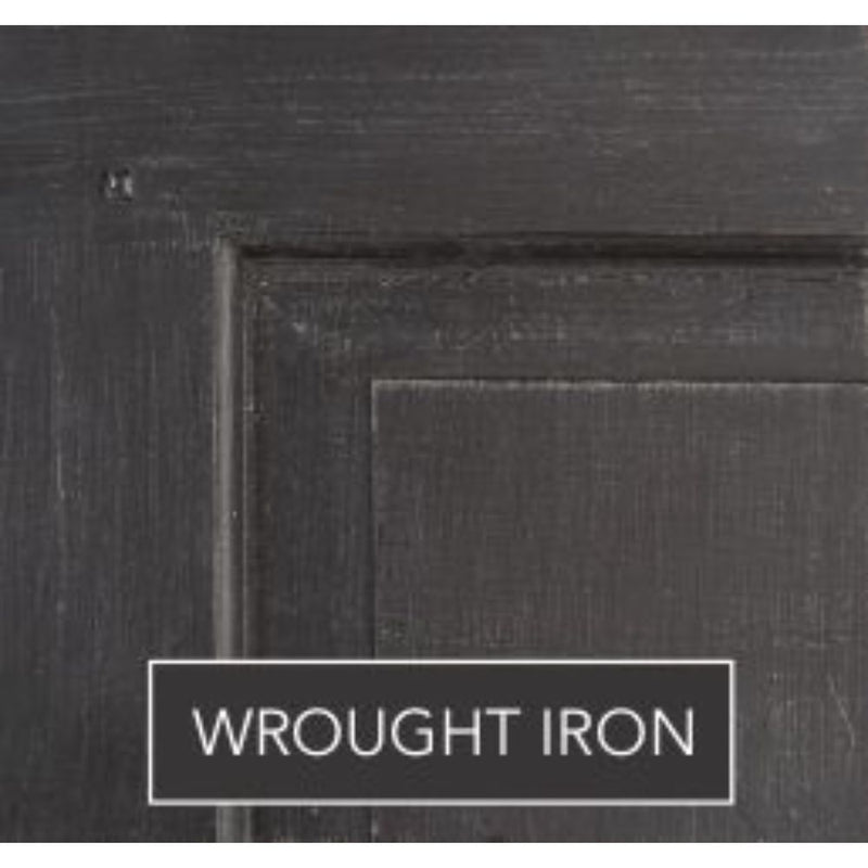 Close-up of Phillips Scott Allure Server Sideboard in "Wrought Iron" finish with hidden storage.