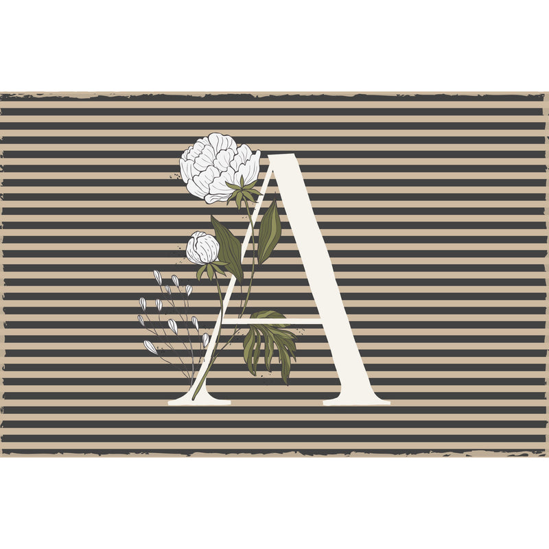 Striped home decor with the letter A