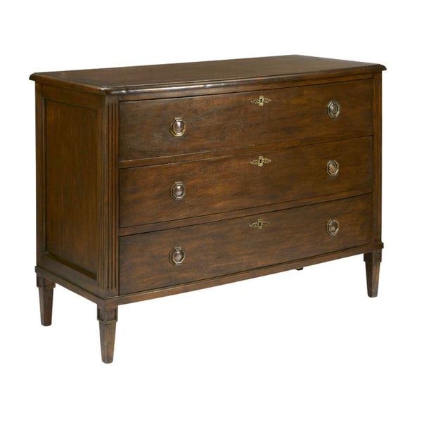 Medium wood dresser with metal accessories