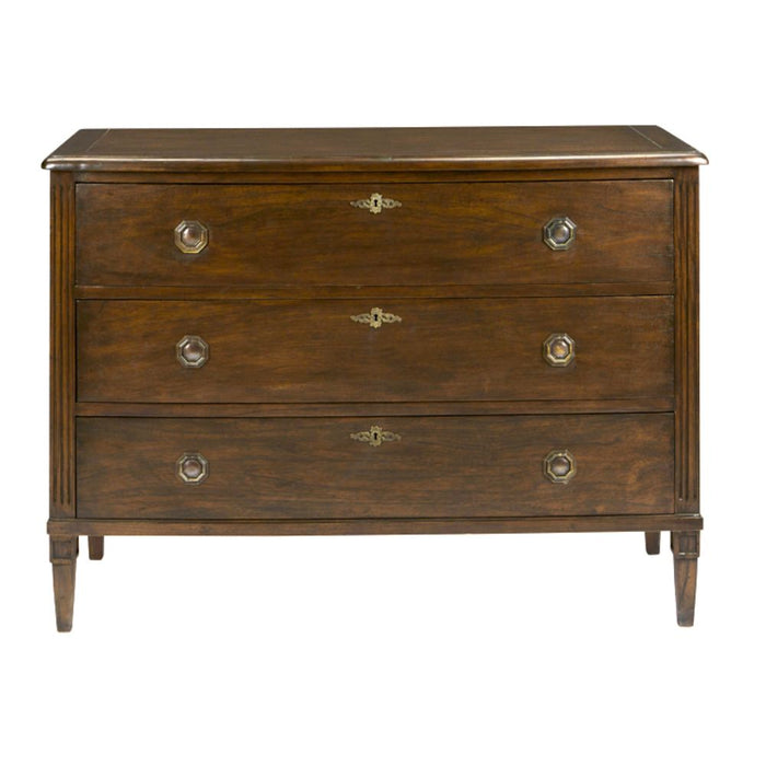 Medium wood dresser with metal accessories