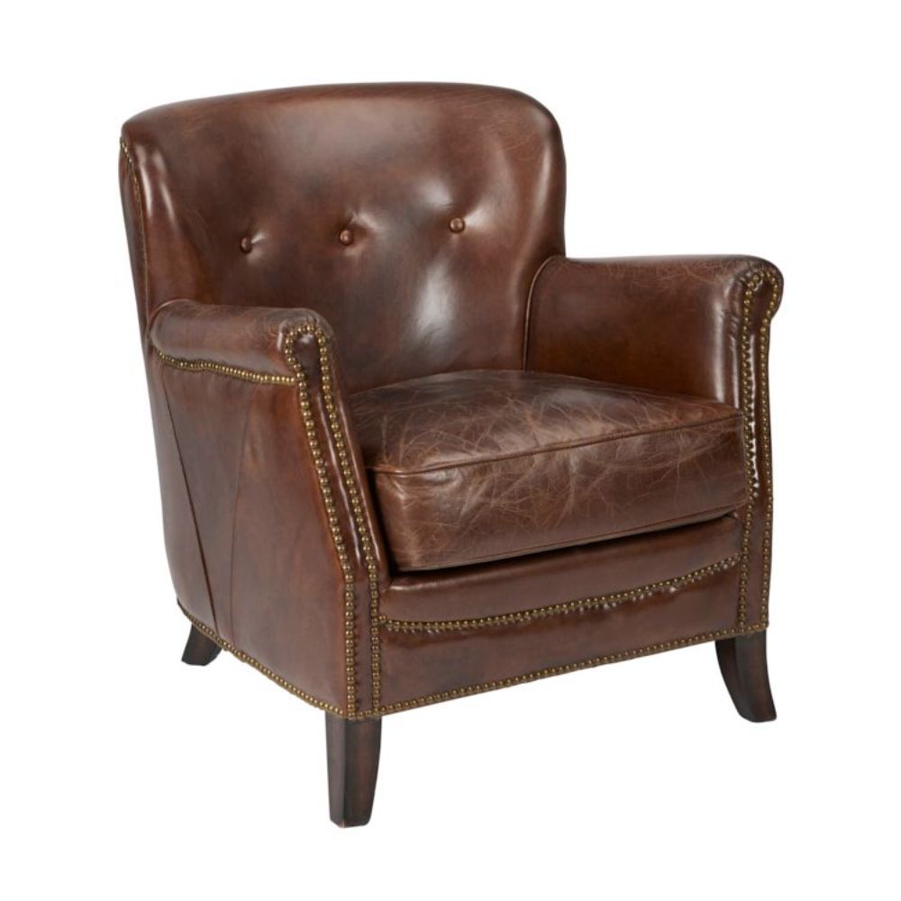 Cambridge brown leather studded chair