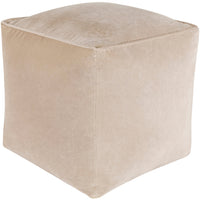 pouf square beige cotton velvet