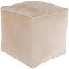 pouf square beige cotton velvet