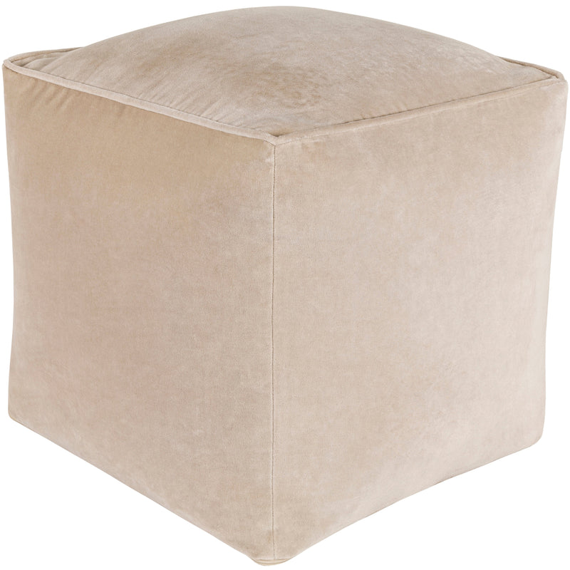 pouf square beige cotton velvet