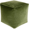 pouf square olive green cotton velvet