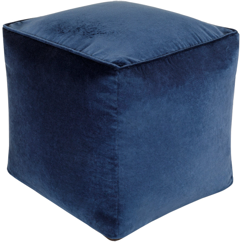 pouf square navy blue cotton velvet