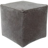 pouf square charcoal grey cotton velvet