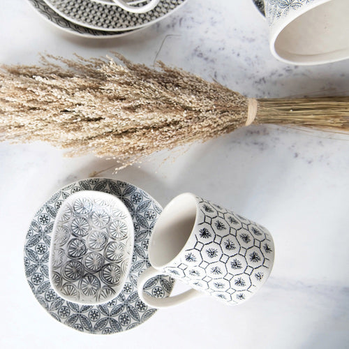 hand stamped mug set 