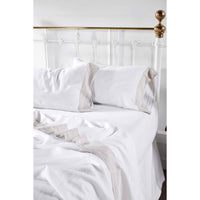 white beige border linen sheets