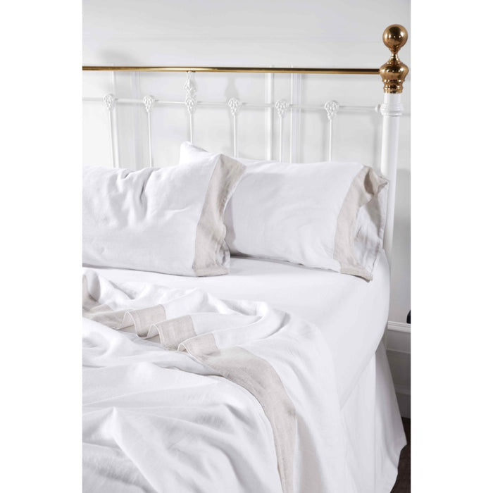 white beige border linen sheets