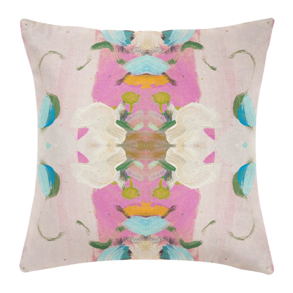 Pink blue green abstract pillow
