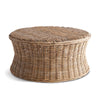 round concave sides gray brown rattan coffee table 