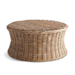 round concave sides gray brown rattan coffee table 