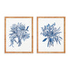 blue floral bouquet art prints rattan frames