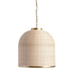 woven natural cane rattan dome pendant light