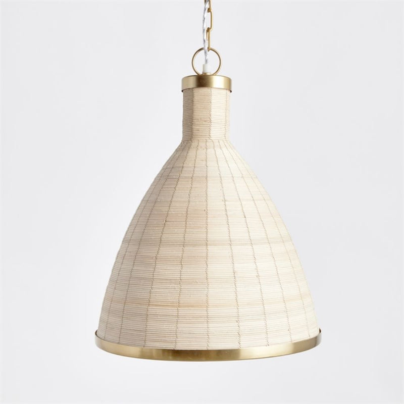woven natural cane rattan bell pendant light