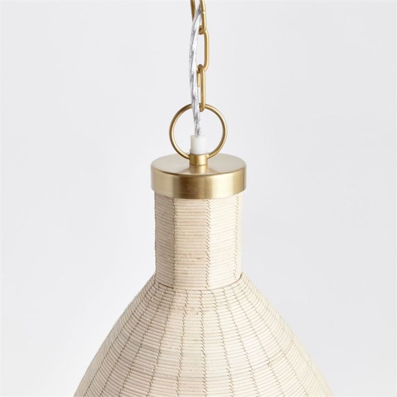 woven natural cane rattan bell pendant light