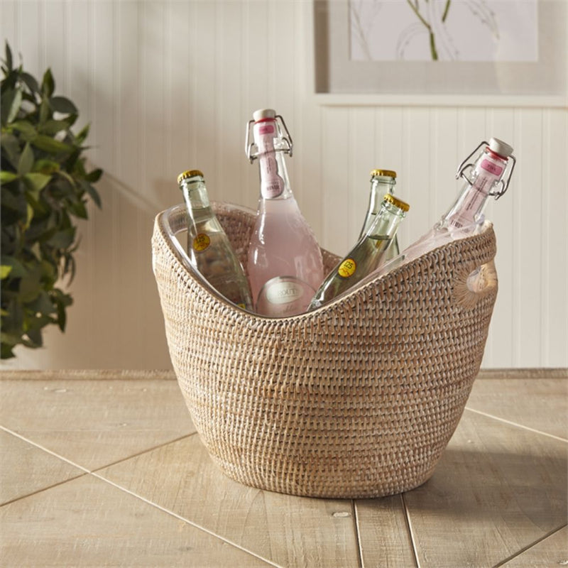 large woven rattan beverage tub plastic liner