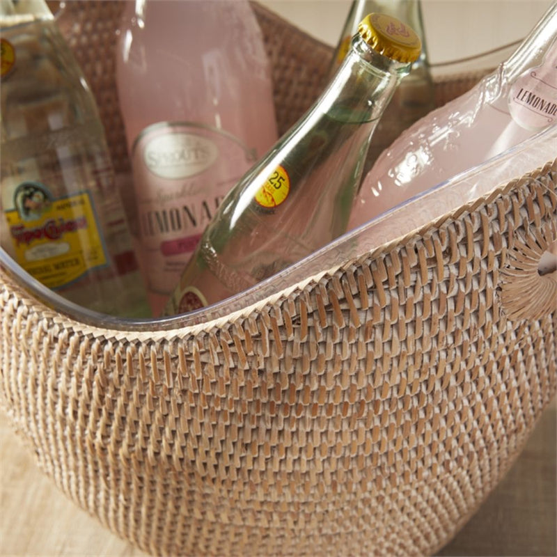 large woven rattan beverage tub plastic liner