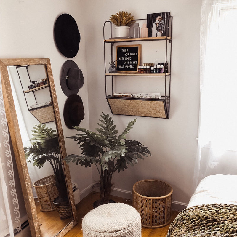 Wall Shelf - Metal + Wood + Bamboo Magazine Rack