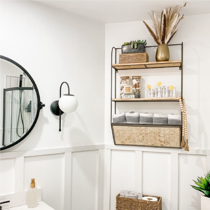 Wall Shelf - Metal + Wood + Bamboo Magazine Rack
