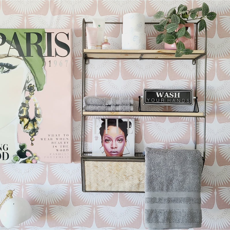 Wall Shelf - Metal + Wood + Bamboo Magazine Rack