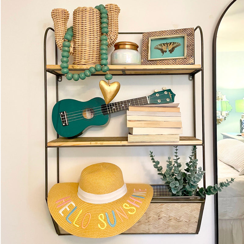 Wall Shelf - Metal + Wood + Bamboo Magazine Rack